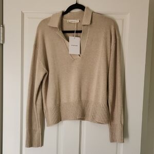 NWT Everlane Beige Polo Sweater Organic Cotton Small